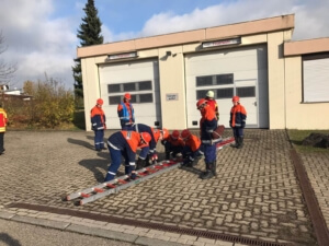 Eine Katze musste mit der Leiter in Langenalb gerettet werden